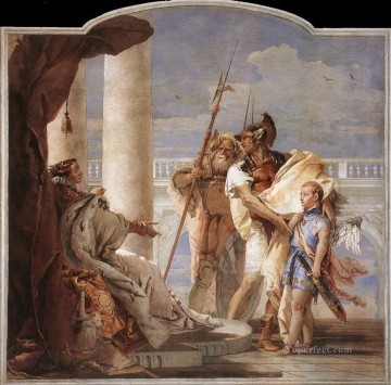  Eneas Pintura - Villa Valmarana Eneas presenta a Cupido vestido de Ascanio a Dido Giovanni Battista Tiepolo